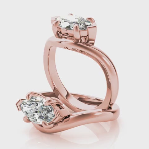 East-West Marquise Diamond Ring – Curved Engagement Ring for Women