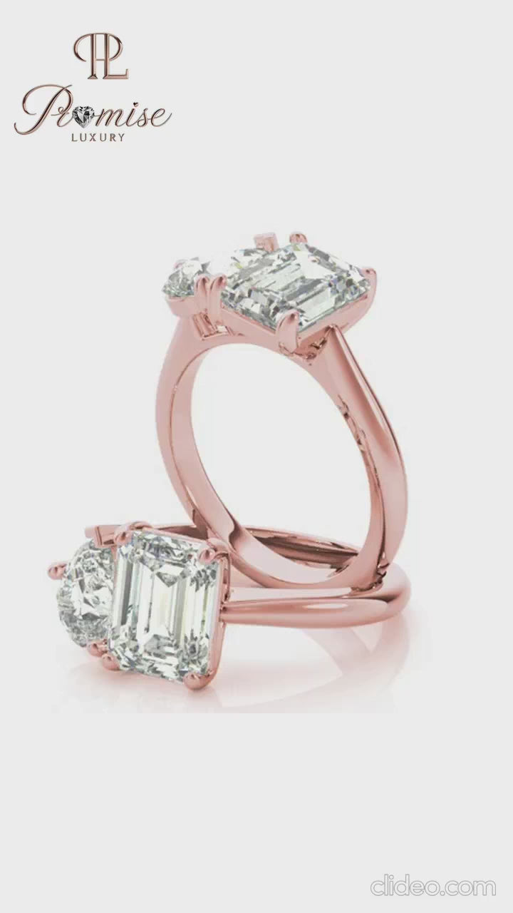 Toi et Moi Diamond Ring Emerald & Pear Cut – Art Deco Engagement Ring