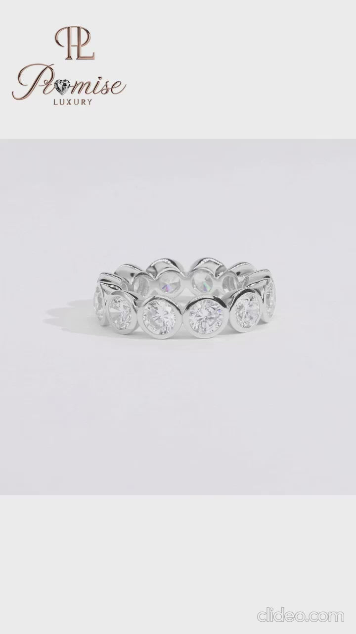 Luxury Bezel Set Round Cut Lab Grown Diamond Wedding Band – Fine Jewelry