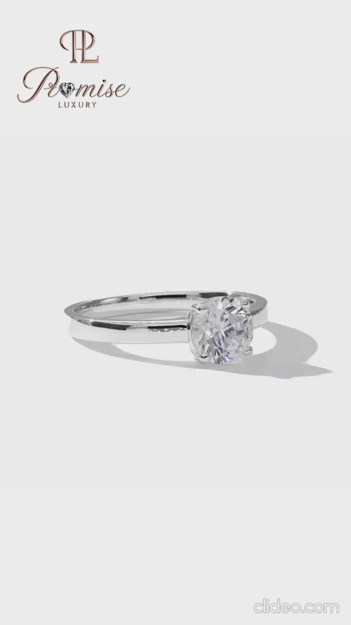 Handcrafted Round Solitaire Diamond Ring – 4 Prong Design
