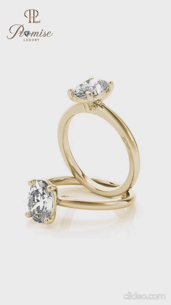 Elegant Oval cut Diamond Solitaire Engagement Ring -Diamond Promise Ring
