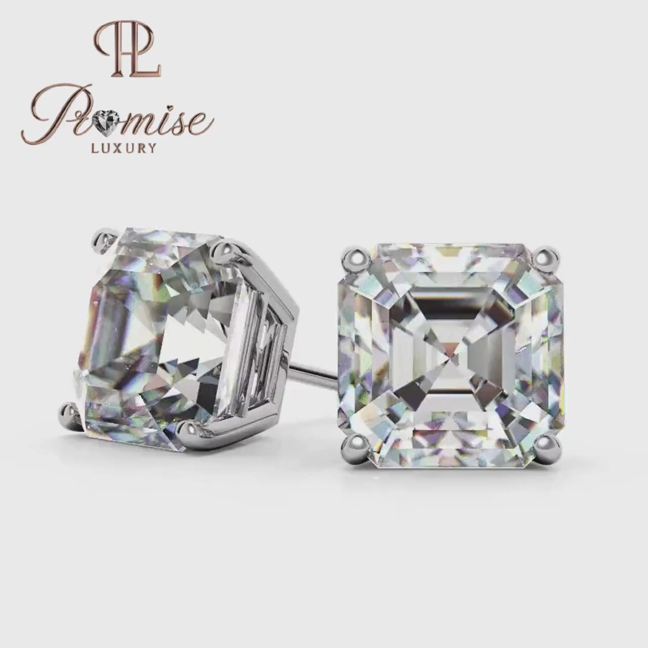 Asscher Cut Lab Diamond Stud Earrings - Elegant Minimalist Bridal Jewelry