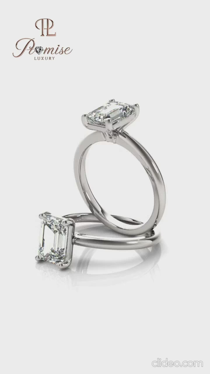 Luxury Emerald Cut Lab Created Diamond Ring – Timeless Engagement Ring for Women