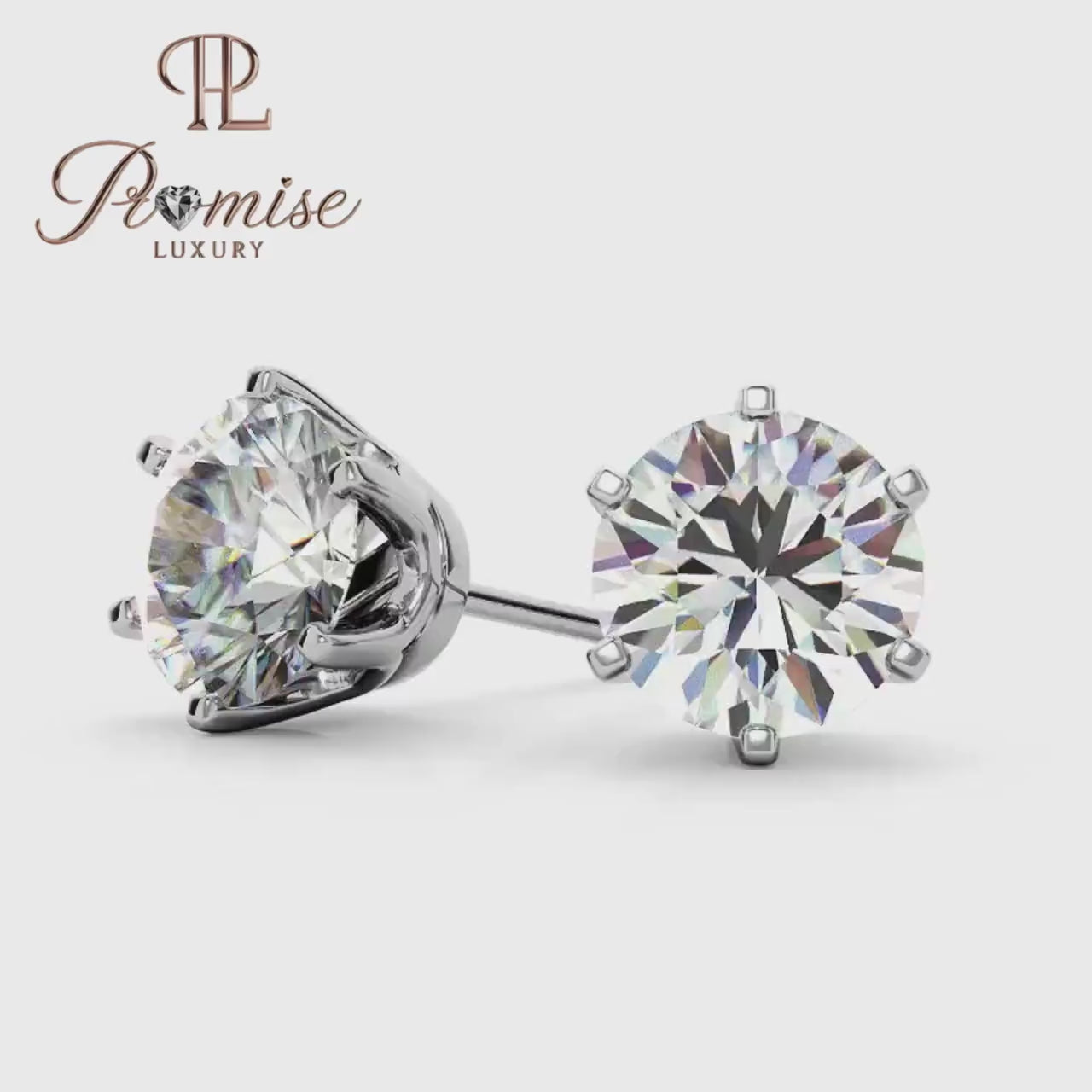Round cut Brilliant Lab Grown Diamond Stud Earrings - Secure 6 Prong