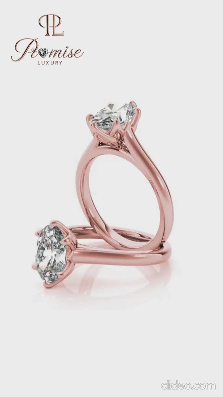 Oval 6-Prong Diamond Solitaire Ring – Elegant Engagement Ring for Women