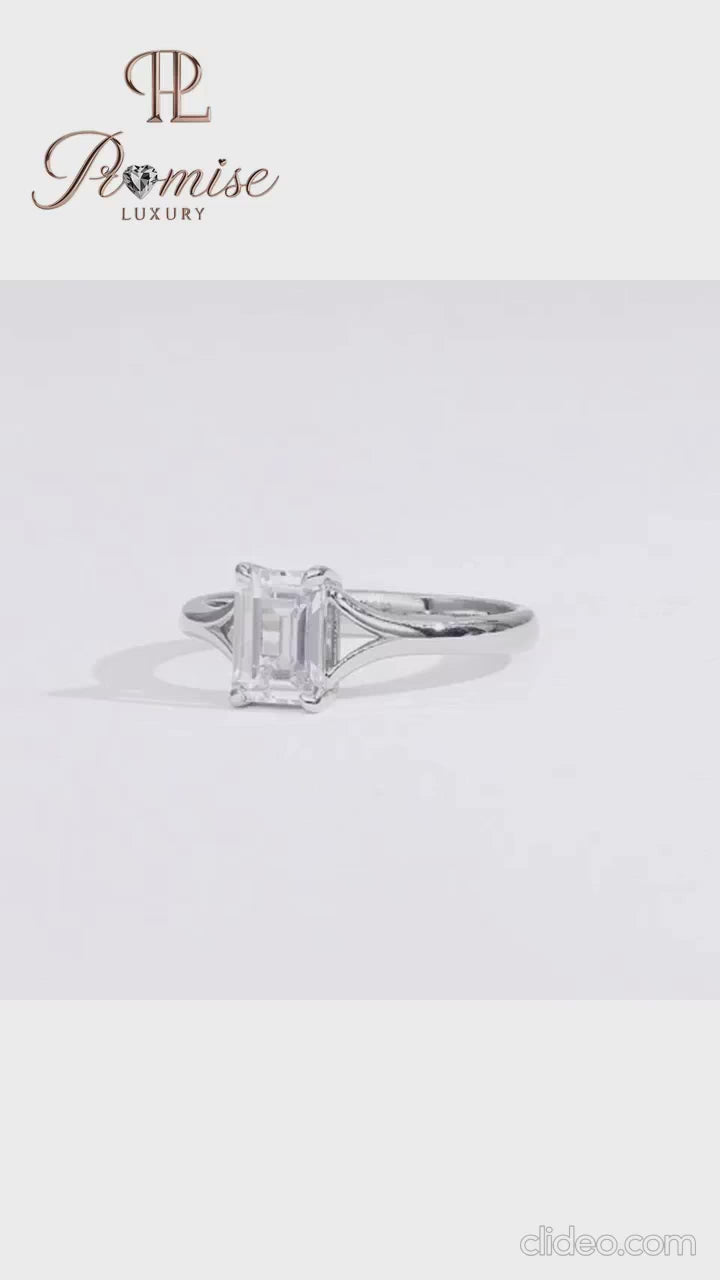 Elegant Emerald Diamond Solitaire Ring – Premium Bridal Jewelry