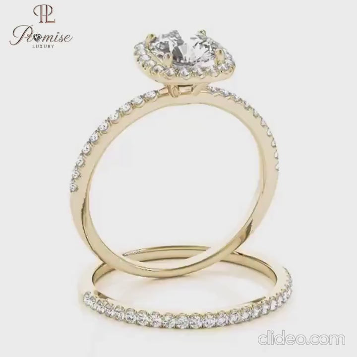 Cushion Shape Halo Diamond Ring with Band Diamonds – Elegant Engagement Jewelry