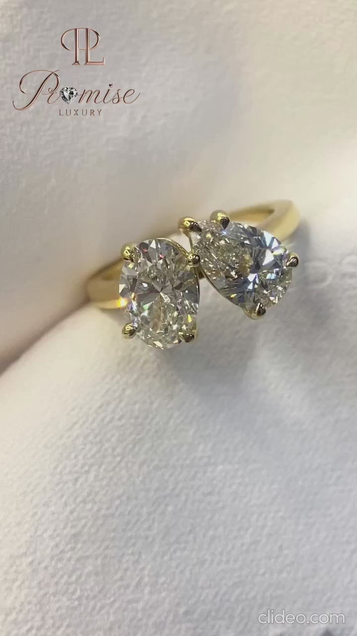 Pear & Oval Cut Toi Et Moi Ring – Unique Two Stone Engagement Ring