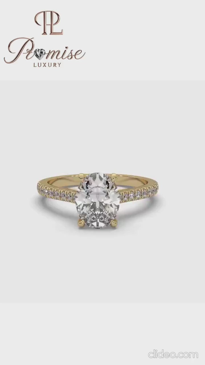 Oval Cut Diamond Engagement Ring with Side Stones