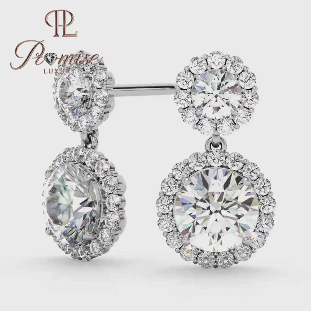 Double Halo Lab-Grown Diamond Drop Earrings - Perfect Gift for Her