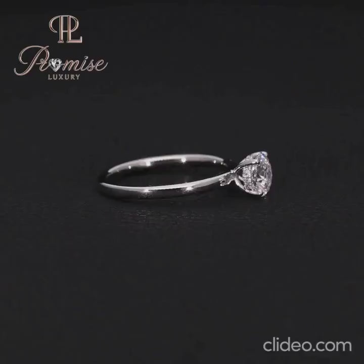 Elegant Hidden Halo Solitaire Round Diamond Ring – Unique Engagement Ring