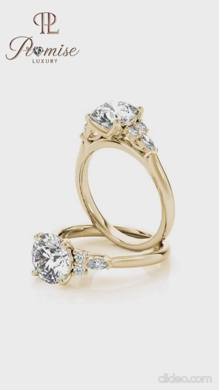 Classic Round Engagement Ring 4 Prong Setting – Luxury Wedding Ring for Women